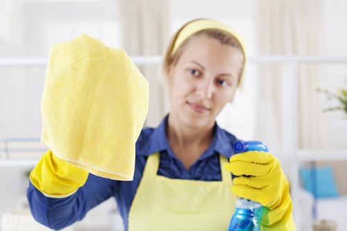 Office cleaning team working in a Knightsbridge commercial office reception area