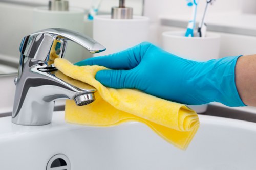 Cleaning a modern Knightsbridge office kitchen and staff area