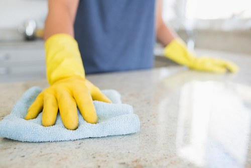 Supervisor reviewing health and safety procedures with cleaning staff