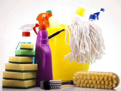Professional cleaners in Knightsbridge following safety procedures